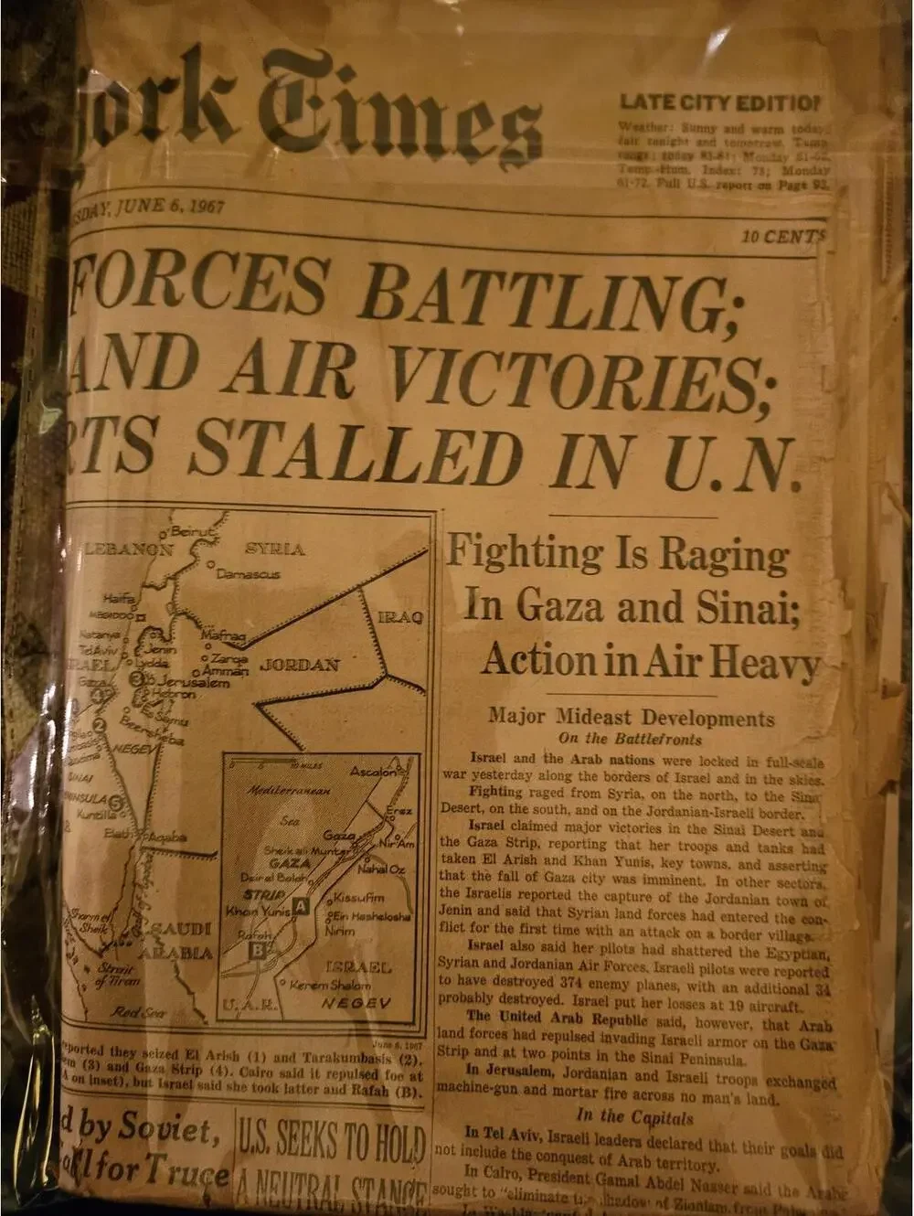 The New York Times , June 4, 1967 - NY blackout and War in Gaza